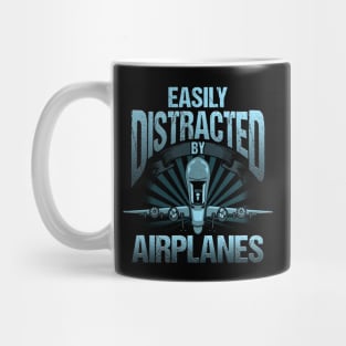 Easily Distracted By Airplanes Aviation Pilot Pun Mug